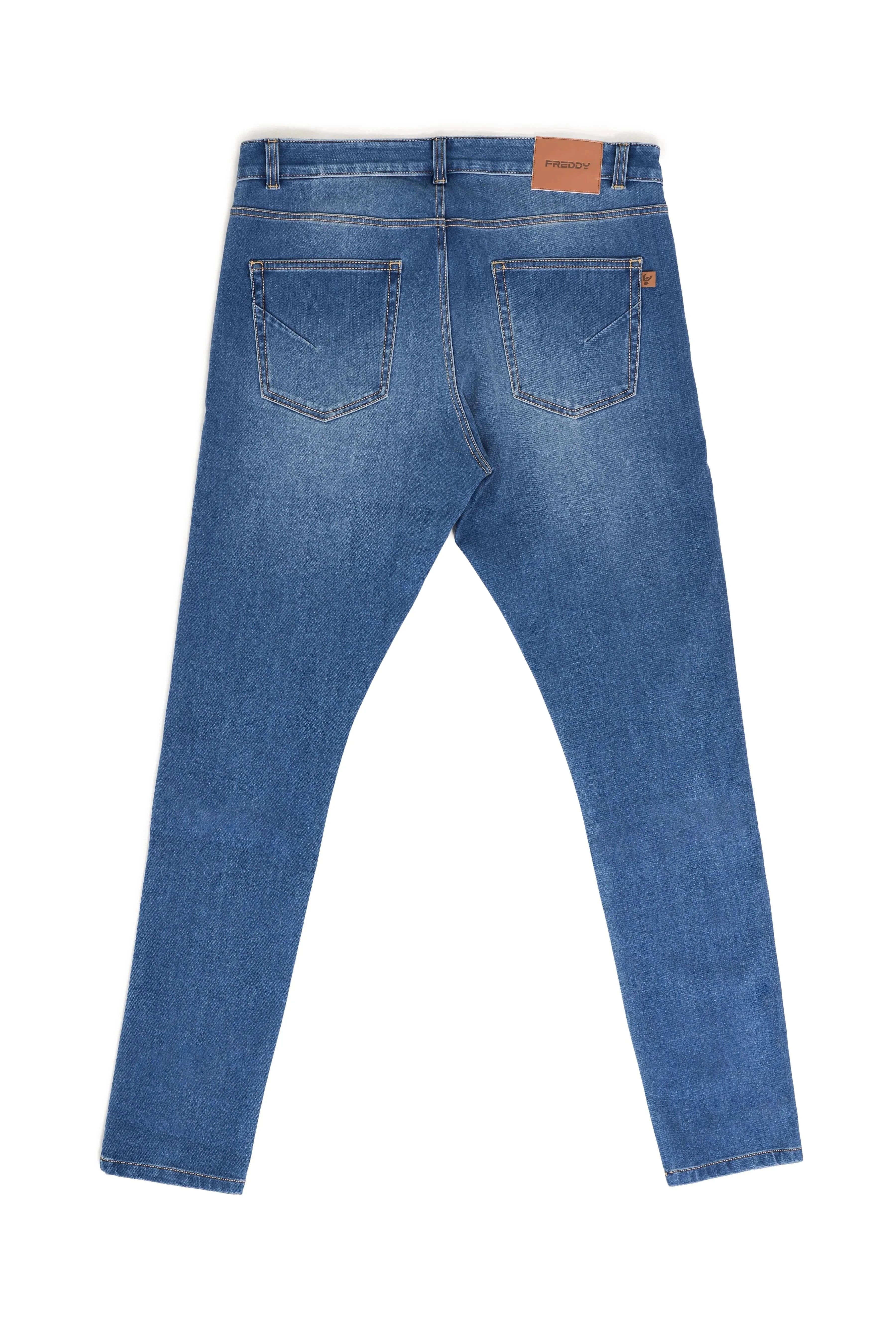 Freddy Men’s Jeans - Coastal Blue with Beige Stitching - Image 11