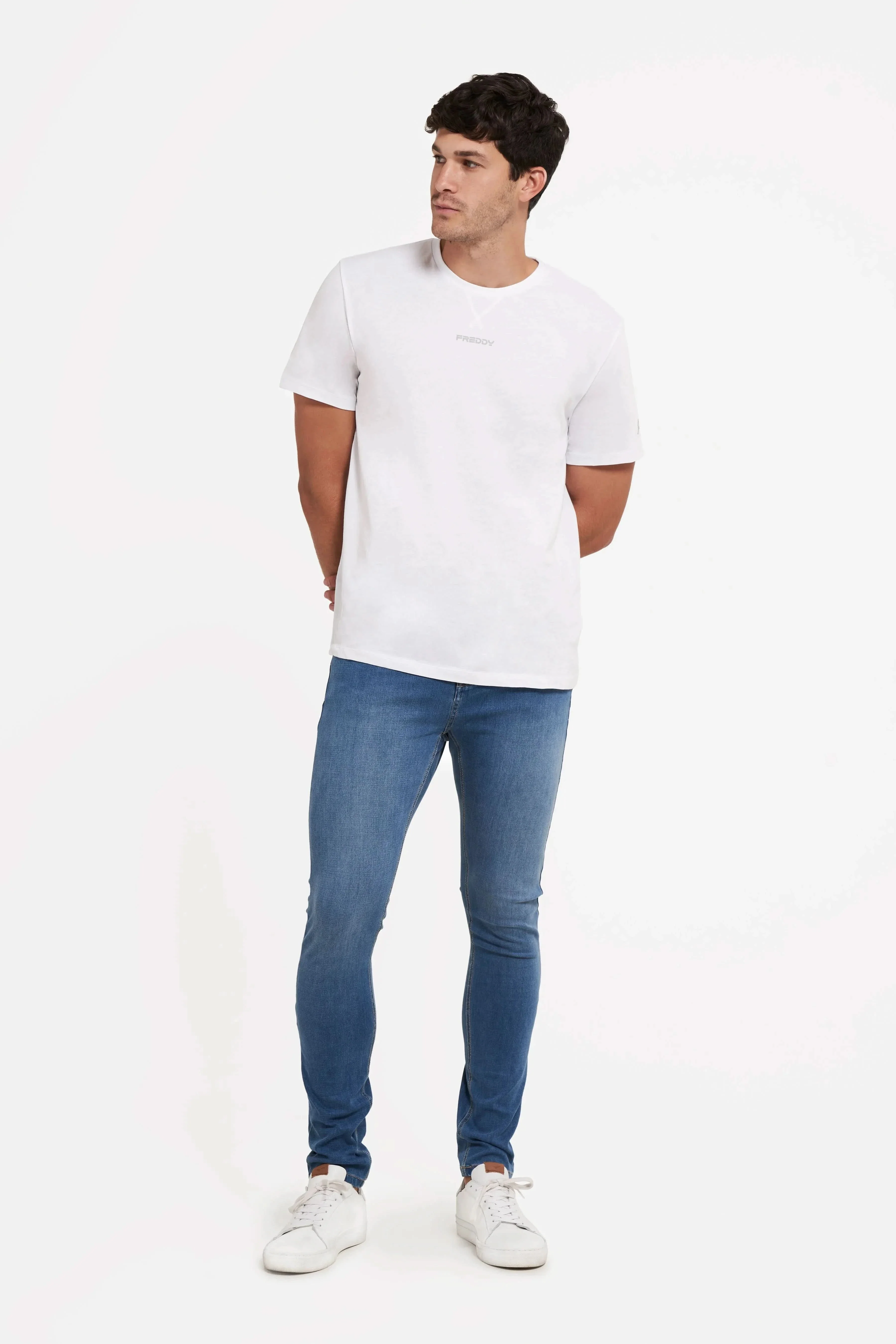 Freddy Men’s Jeans - Coastal Blue with Beige Stitching - Image 4