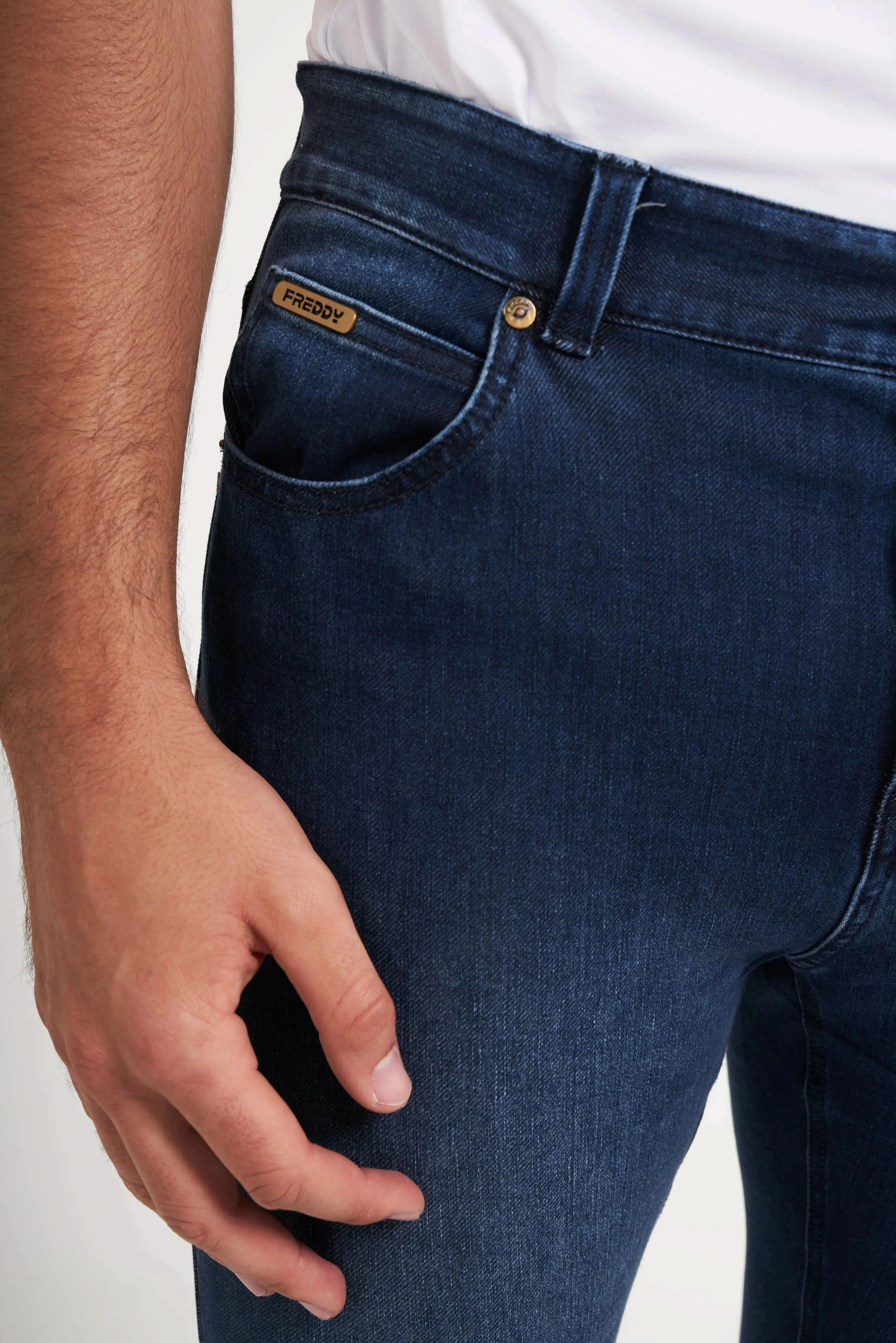 Freddy Men’s Jeans - Indigo Blue with Blue Stitching - Image 8