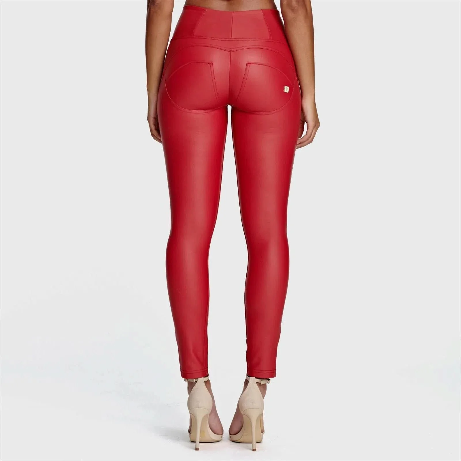 WRUP Faux Leather - High Waisted - Full Length - Red - Image 4