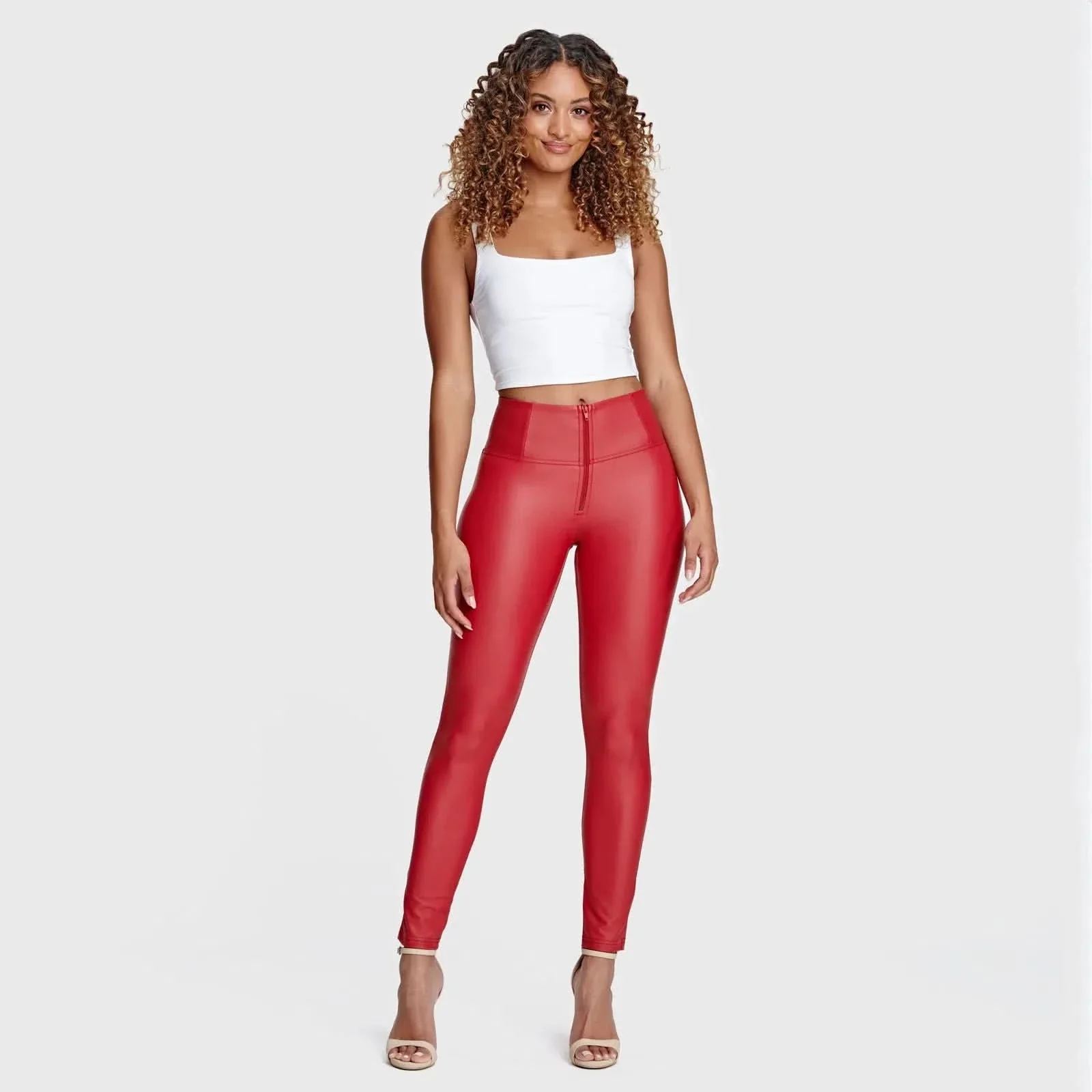 WRUP Faux Leather - High Waisted - Full Length - Red - Image 7