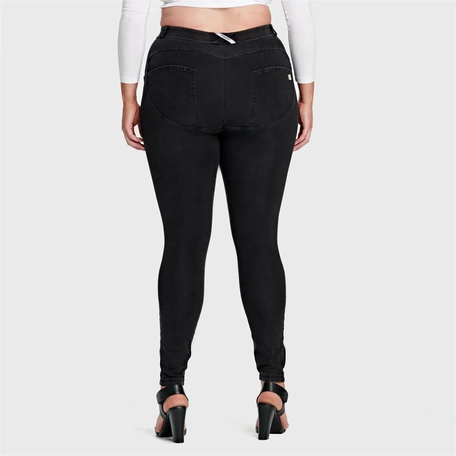 WRUP Curvy Denim - High Waisted - Full Length - Black + Black Stitching - Image 3