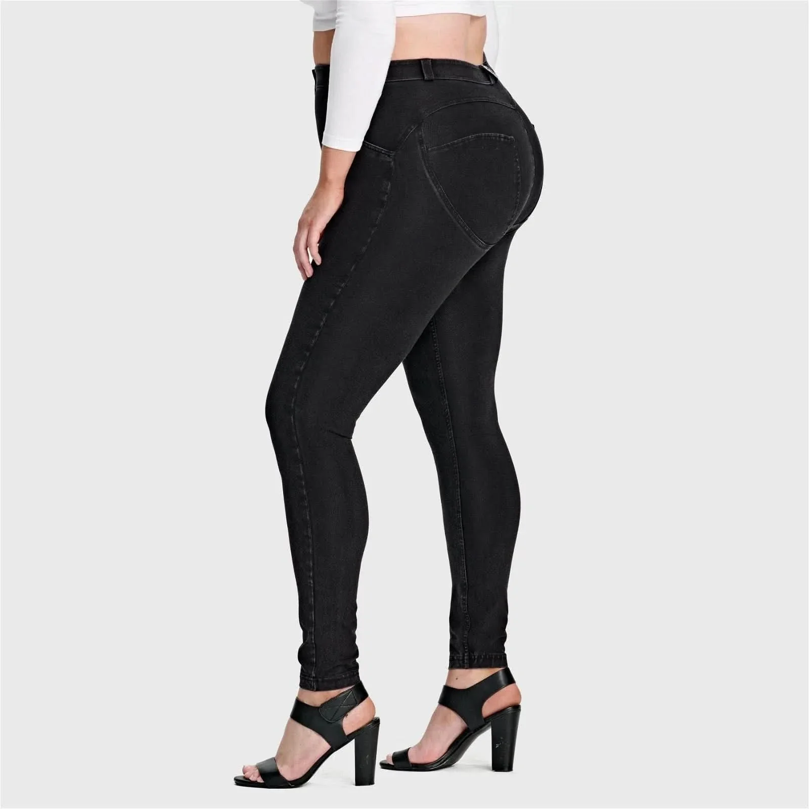 WRUP Curvy Denim - High Waisted - Full Length - Black + Black Stitching - Image 5