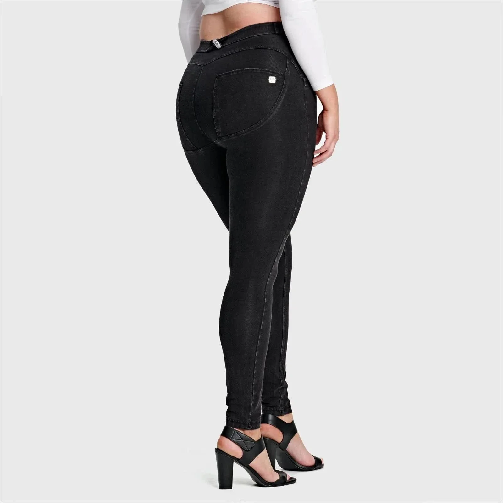 WRUP Curvy Denim - High Waisted - Full Length - Black + Black Stitching - Image 7