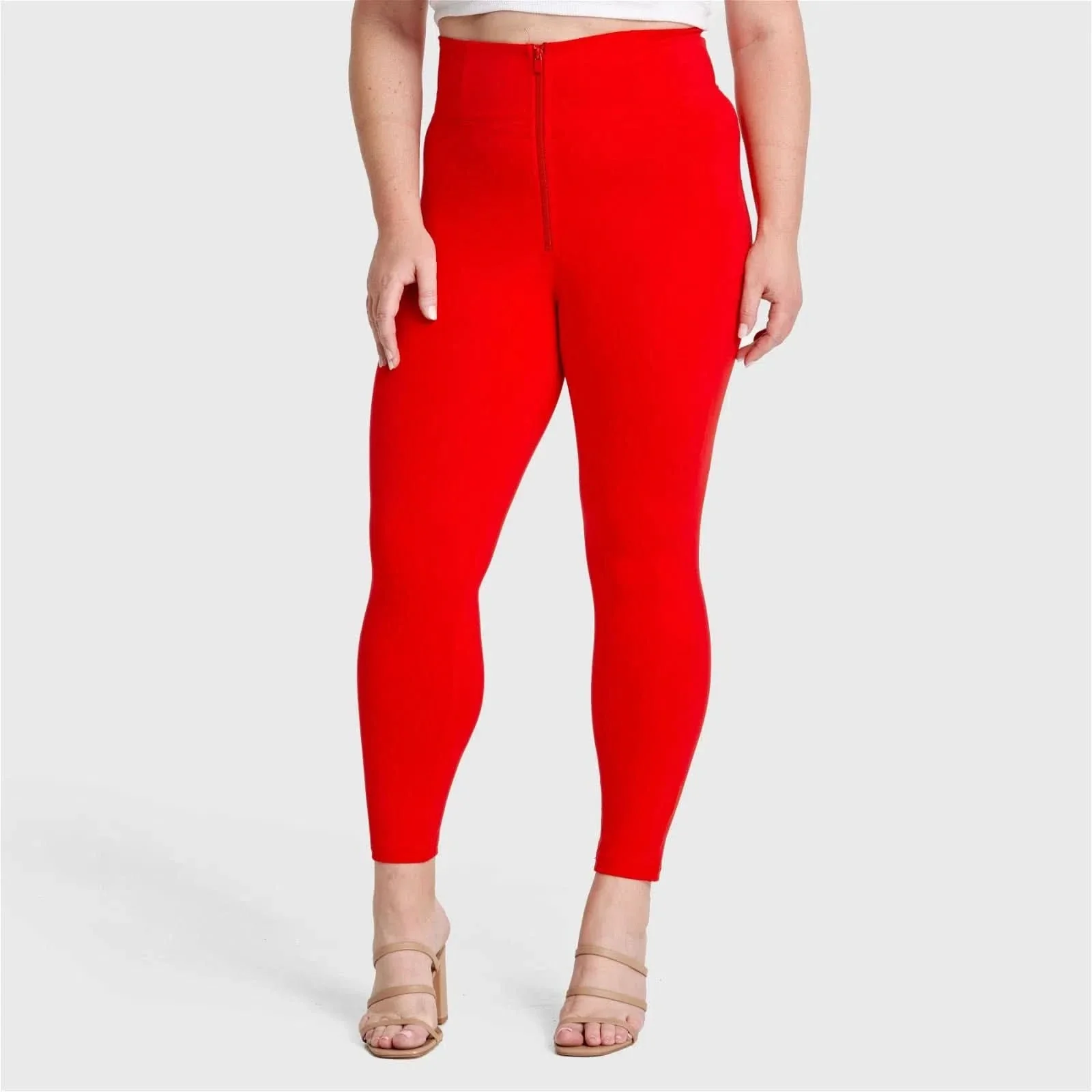 WRUP Curvy Fashion - Zip High Waisted - 7/8 Length - Red - Image 7