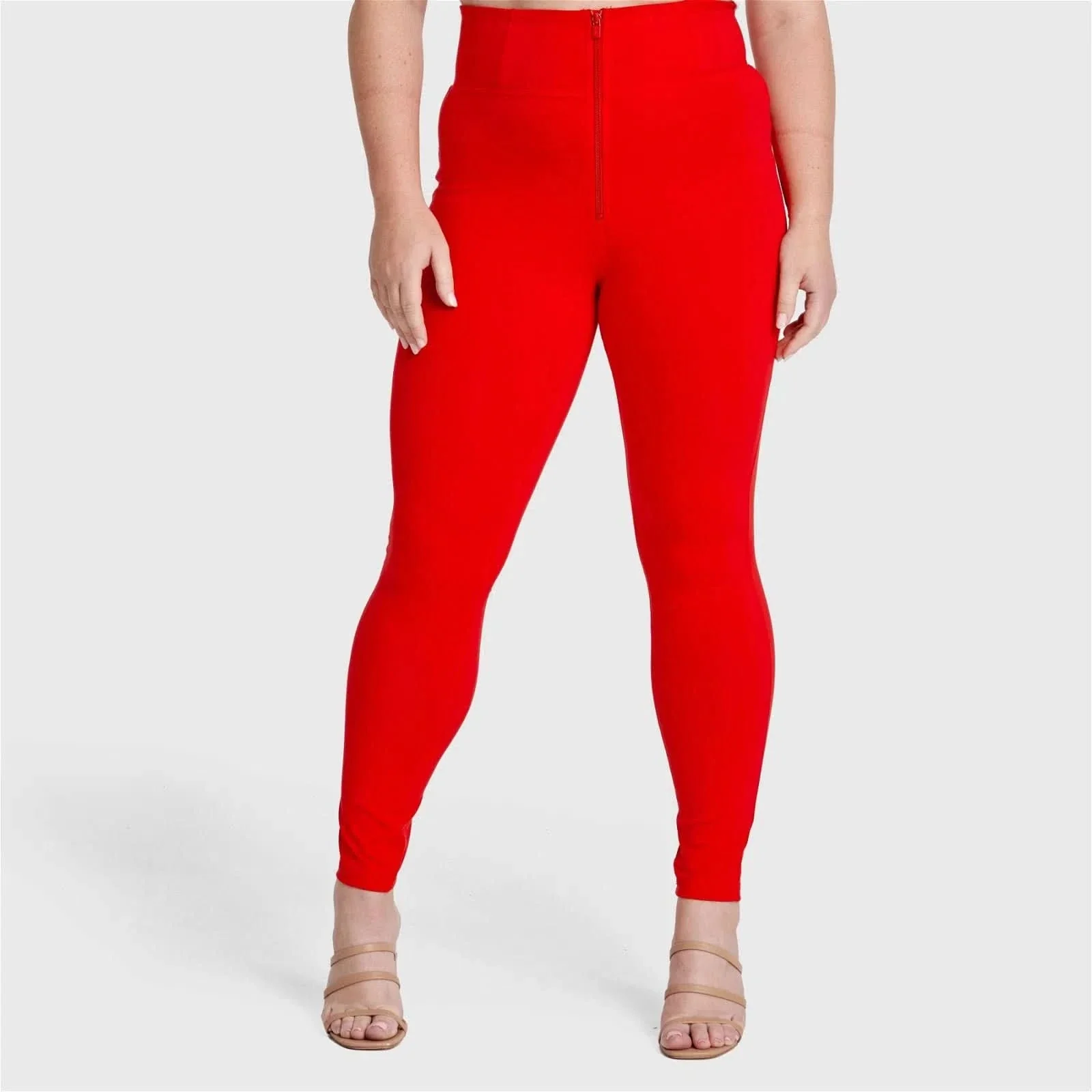 WRUP Curvy Fashion - Zip High Waisted - Full Length - Red - Image 10