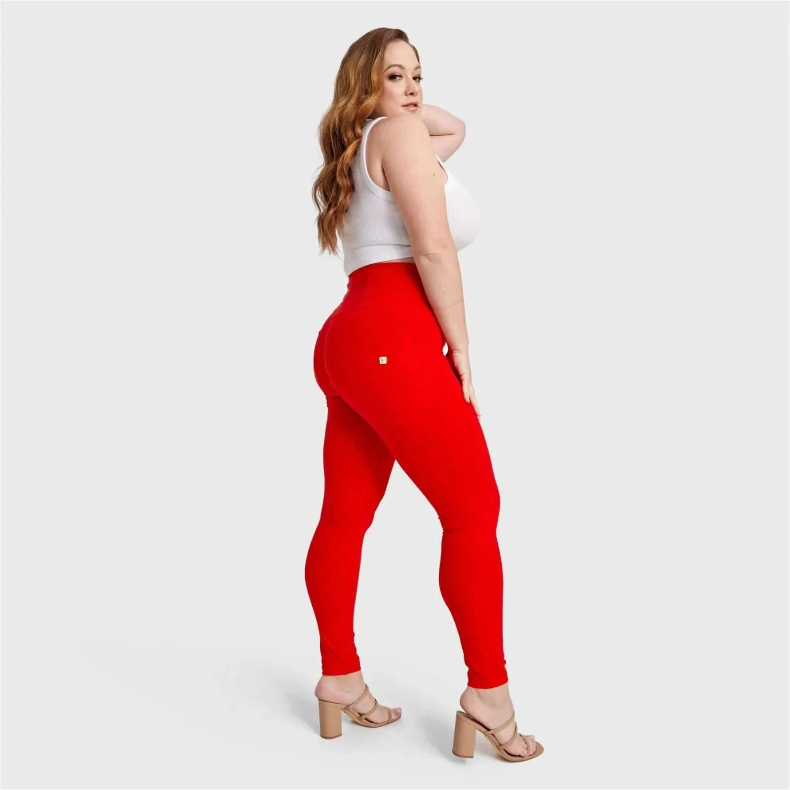 WRUP Curvy Fashion - Zip High Waisted - Full Length - Red - Image 5