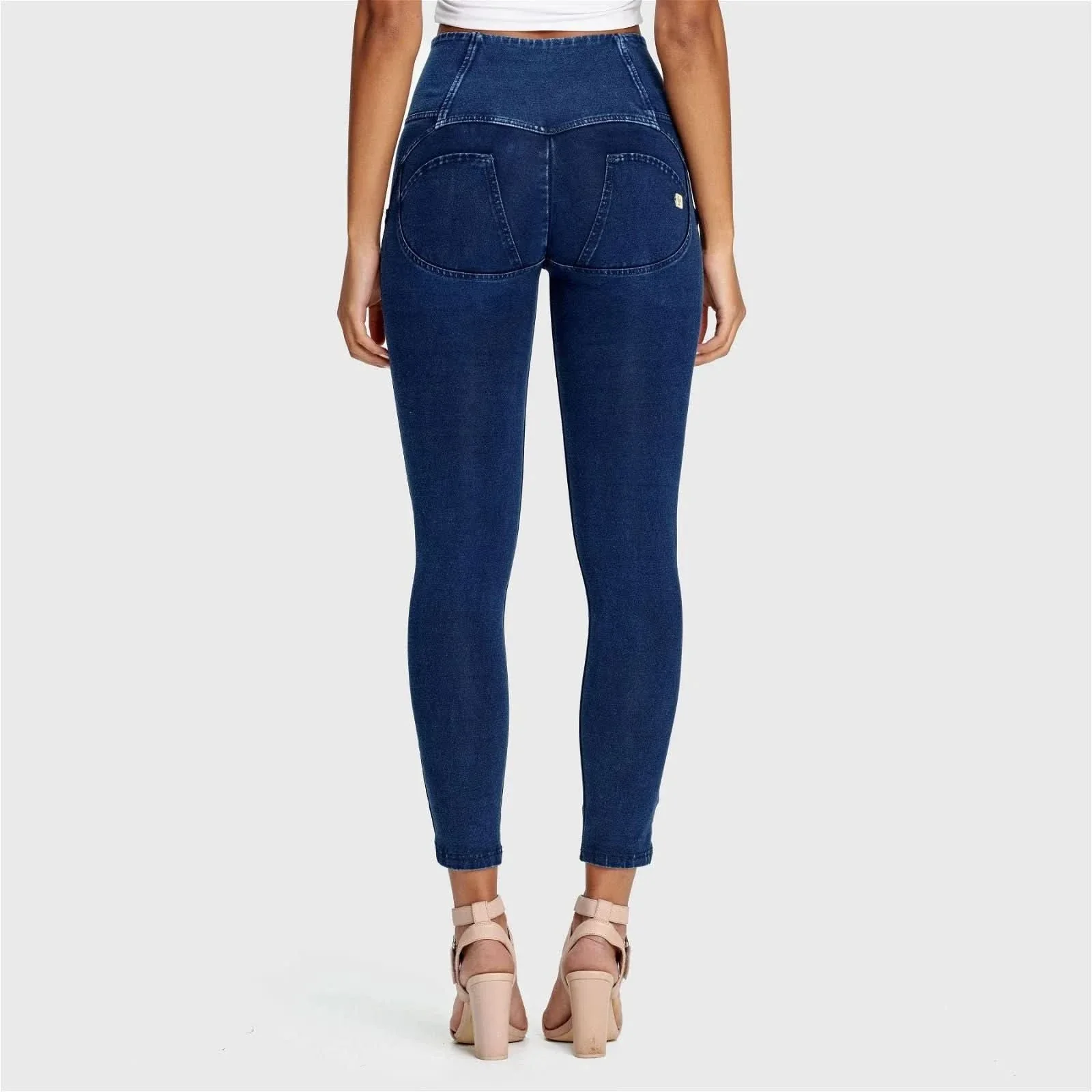 WRUP Denim - 3 Button High Waisted - 7/8 Length - Dark Blue + Blue Stitching - Image 10
