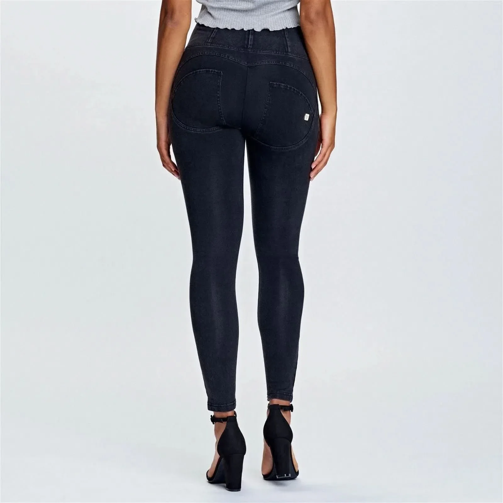 WRUP Denim - High Waisted - 7/8 Length - Black + Black Stitching - Image 4