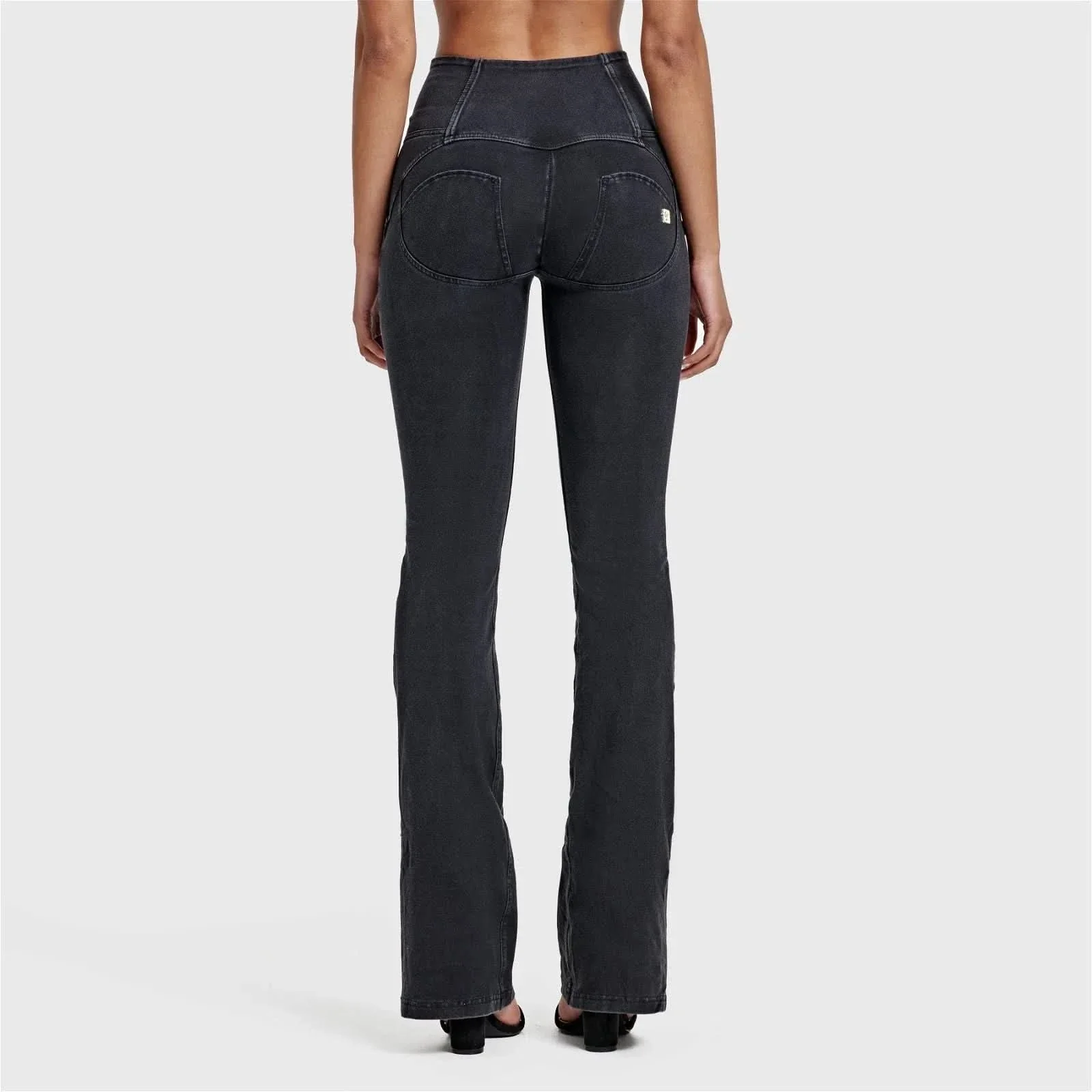 WRUP Denim - High Waisted - Bell Bottom Flare - Black + Black Stitching - Image 11