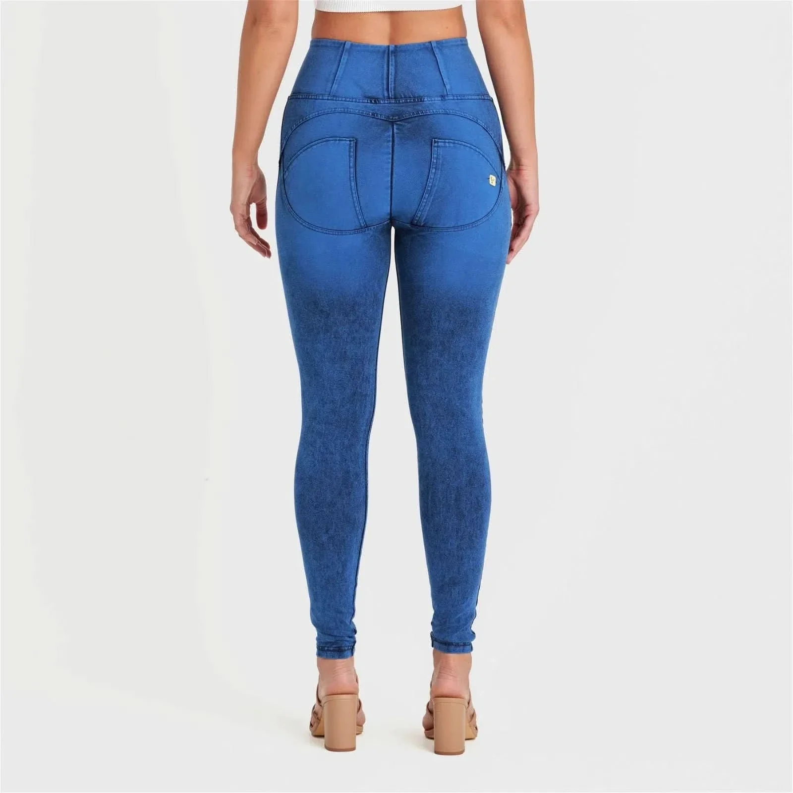 WRUP Denim - High Waisted - Full Length - Cobalt Blue + Blue Stitching - Image 6