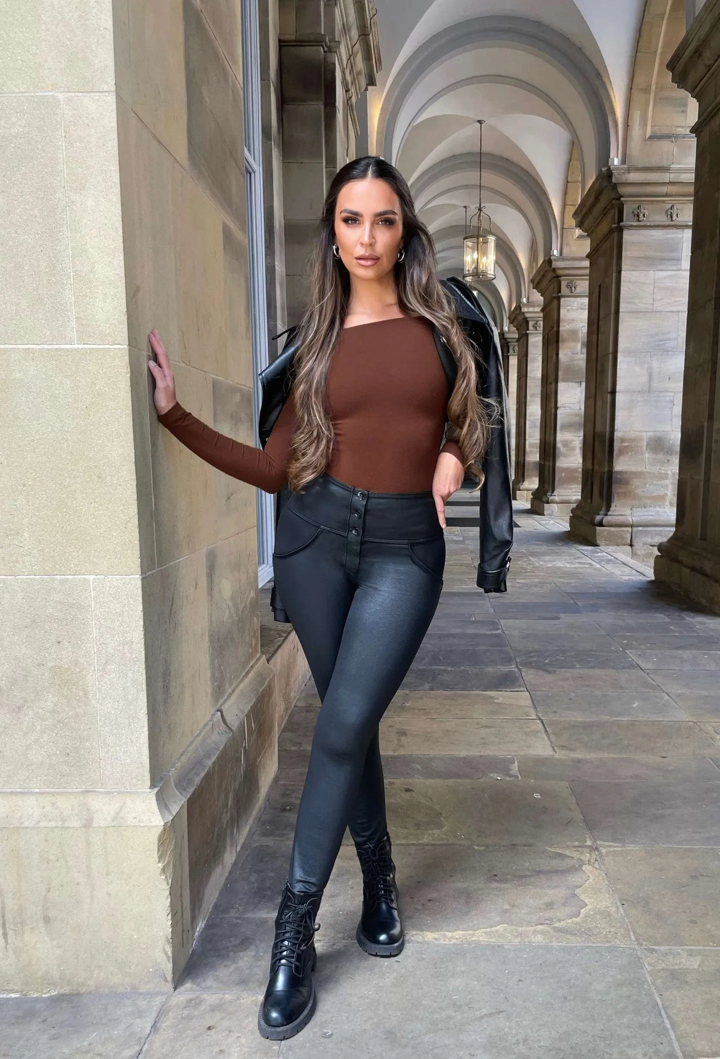 WRUP Denim Limited Edition - High Waisted - Full Length - Coated Black + Black Stitching - Image 3