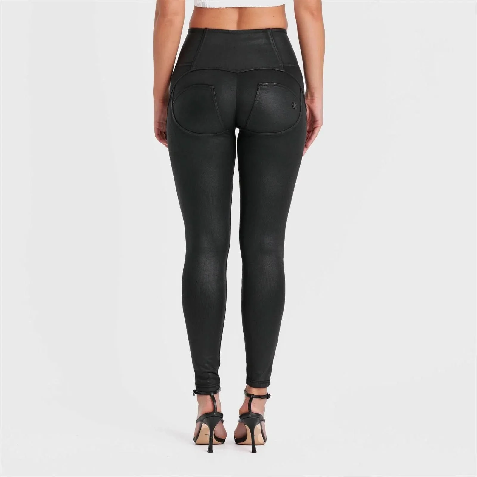 WRUP Denim Limited Edition - High Waisted - Full Length - Coated Black + Black Stitching - Image 7