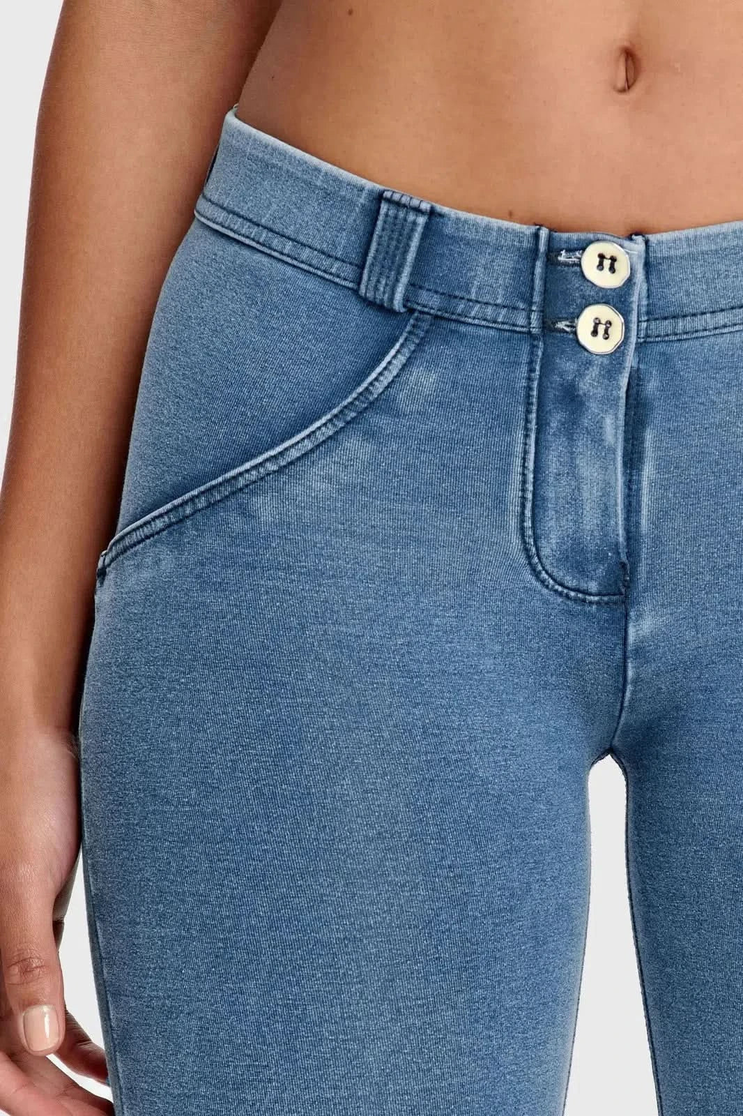 WRUP Denim - Mid Rise - 7/8 Length - Light Blue + Blue Stitching - Image 7