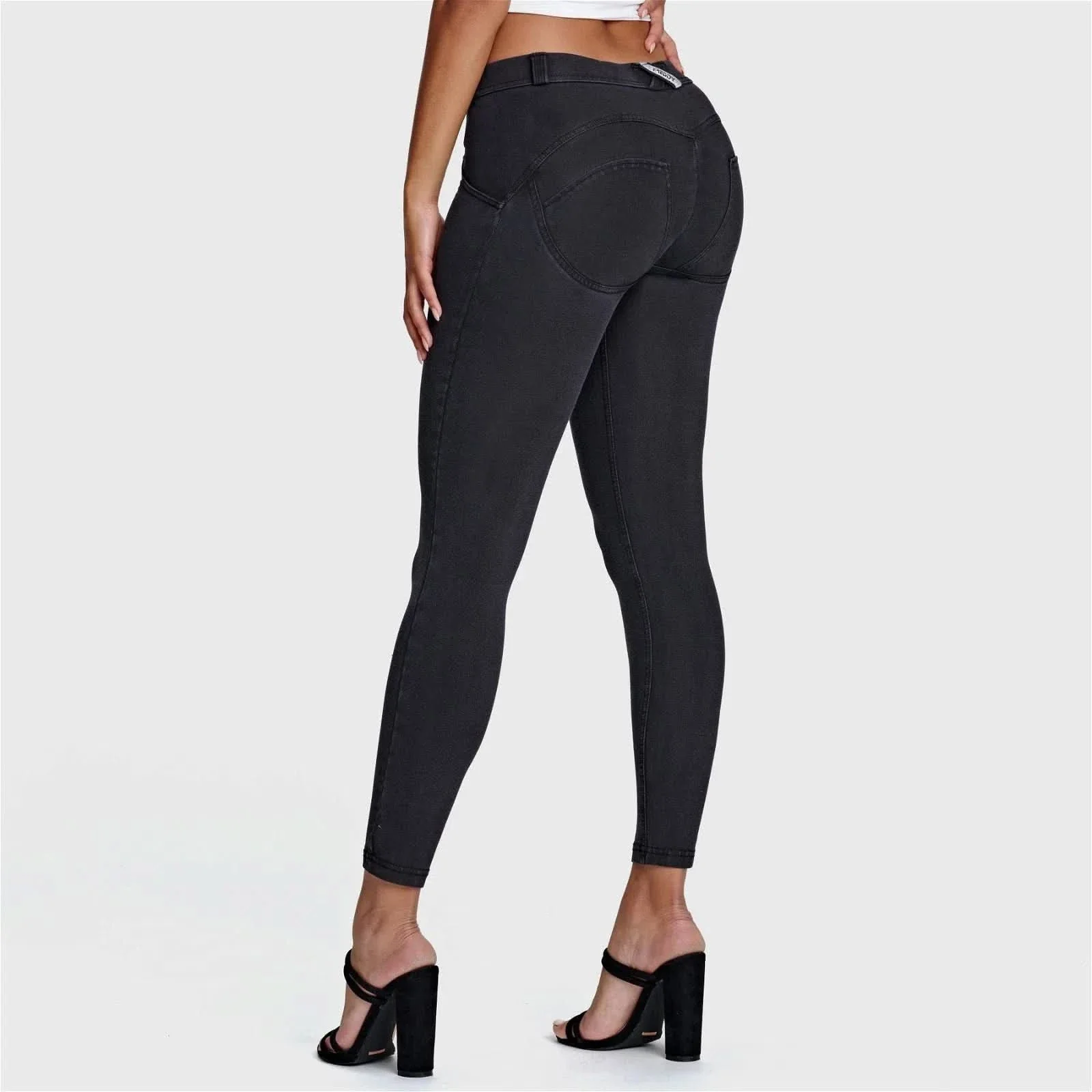 WRUP Denim - Mid Rise - 7/8 Length - Black + Black Stitching - Image 3