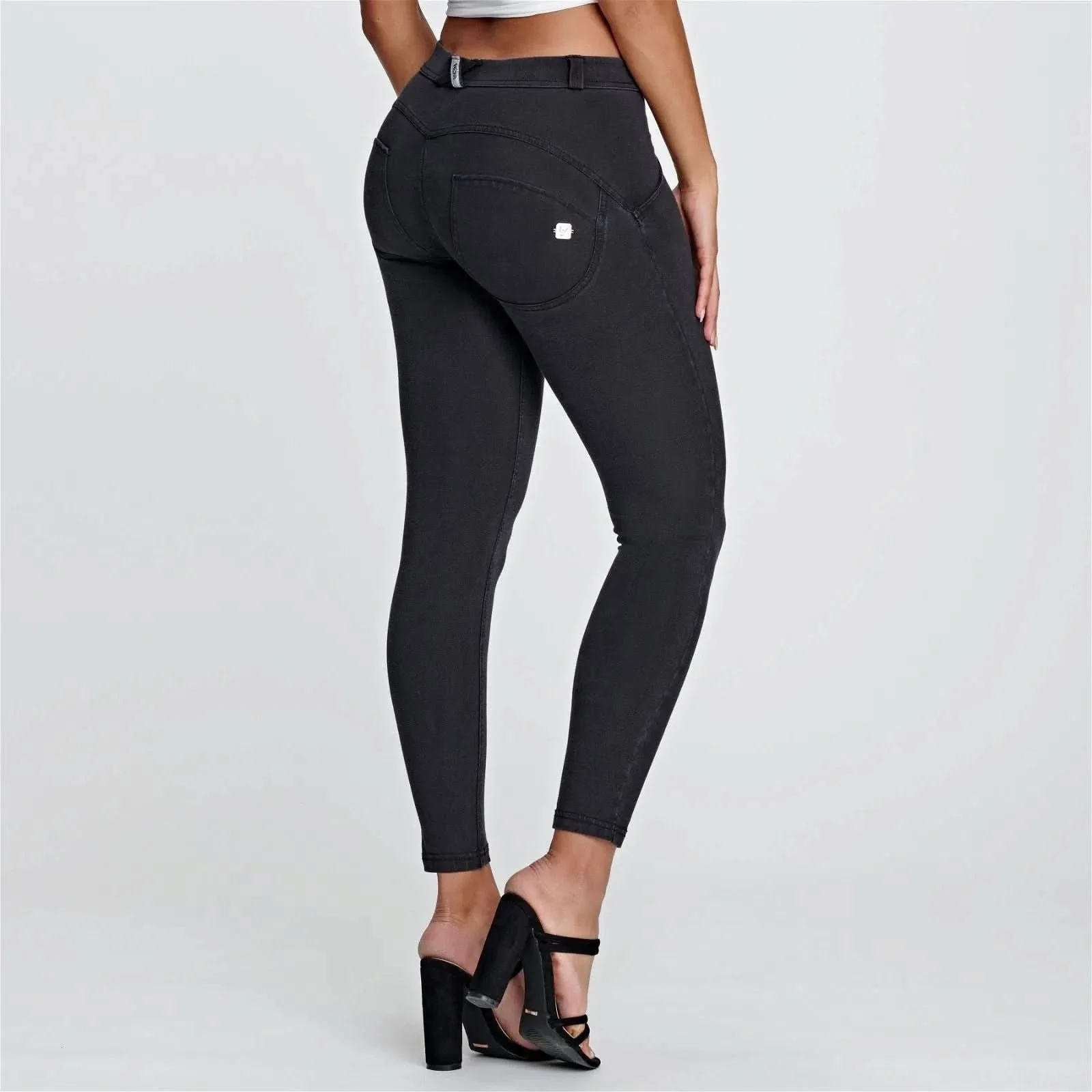 WRUP Denim - Mid Rise - 7/8 Length - Black + Black Stitching - Image 5