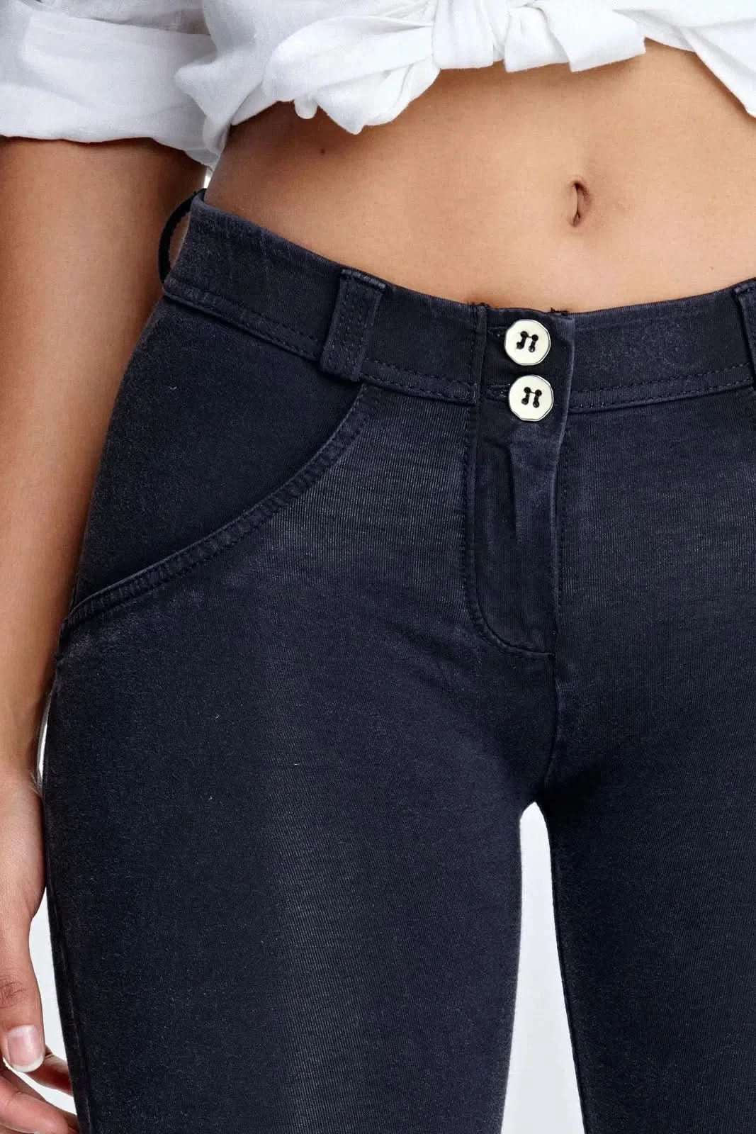 WRUP Denim - Mid Rise - Full Length - Black + Black Stitching - Image 7