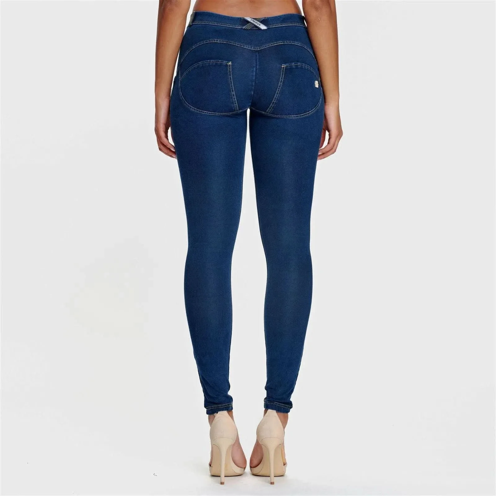 WRUP Denim - Mid Rise - Full Length - Dark Blue + Yellow Stitching - Image 6