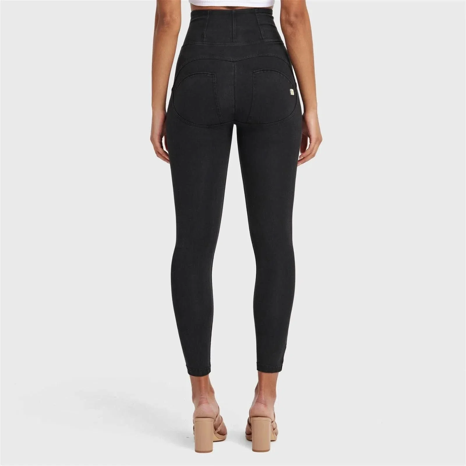 WRUP Denim With Front Pockets - Super High Waisted - 7/8 Length - Black + Black Stitching - Image 12