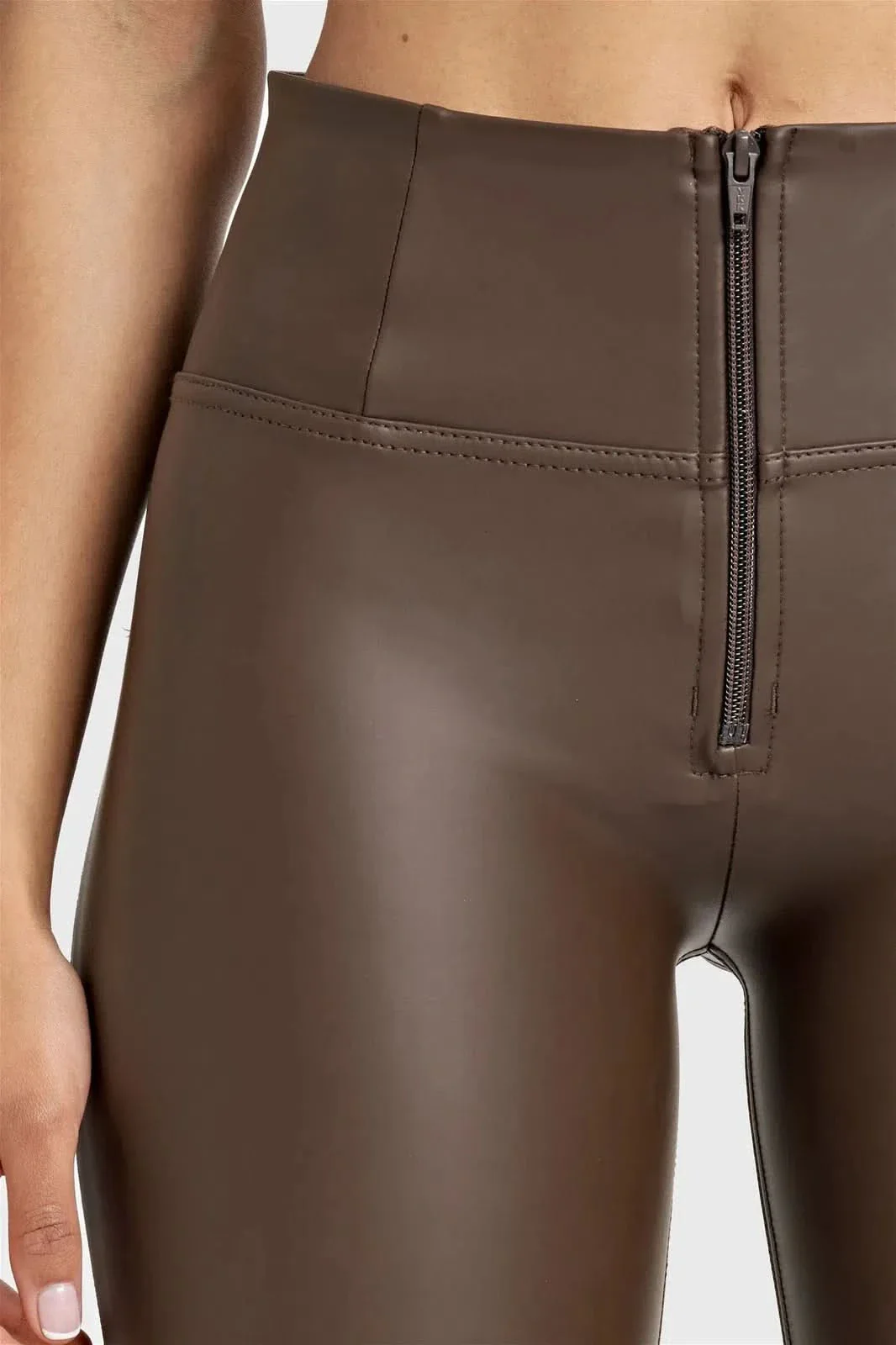 WRUP Faux Leather - High Waisted - Full Length - Chocolate - Image 10