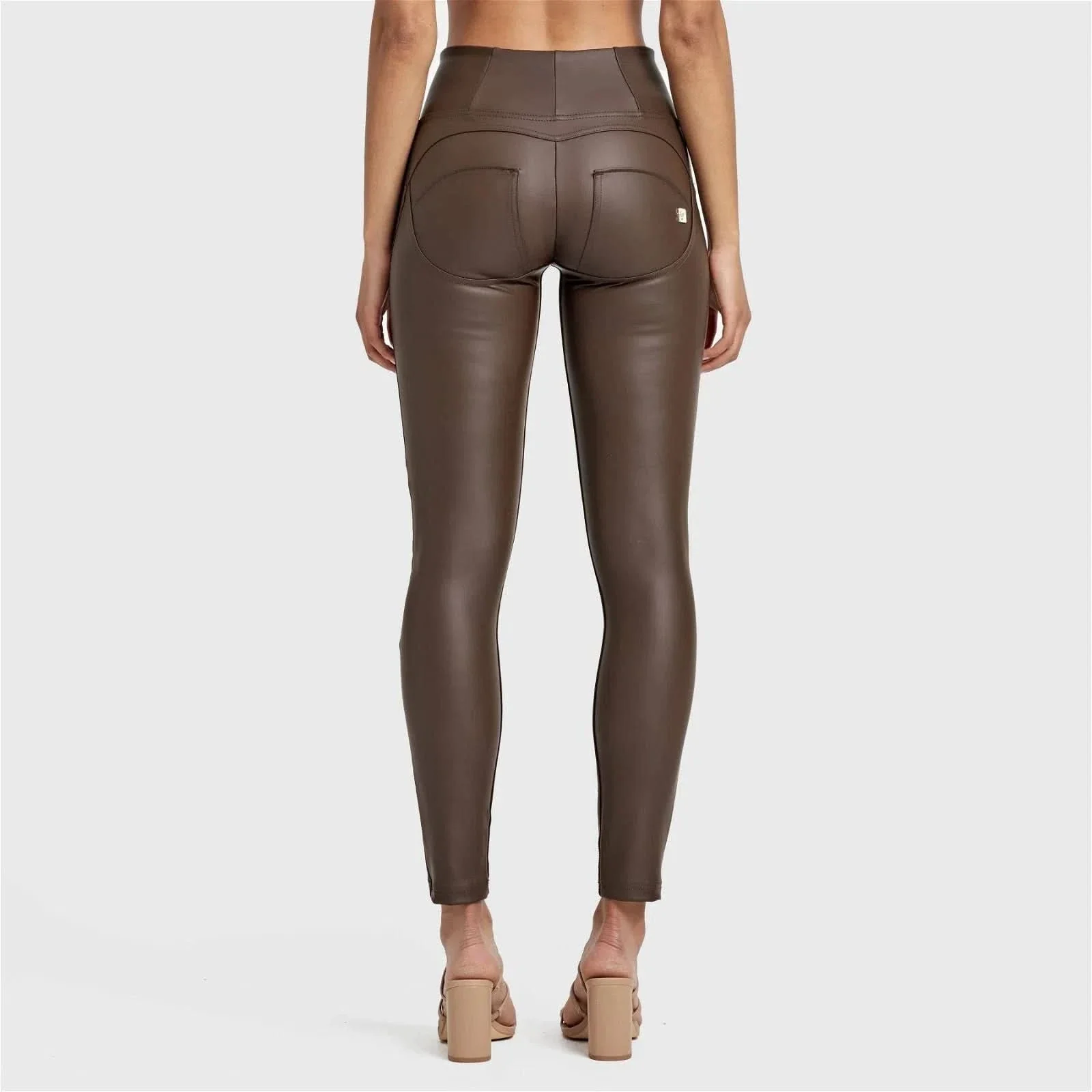 WRUP Faux Leather - High Waisted - Full Length - Chocolate - Image 7