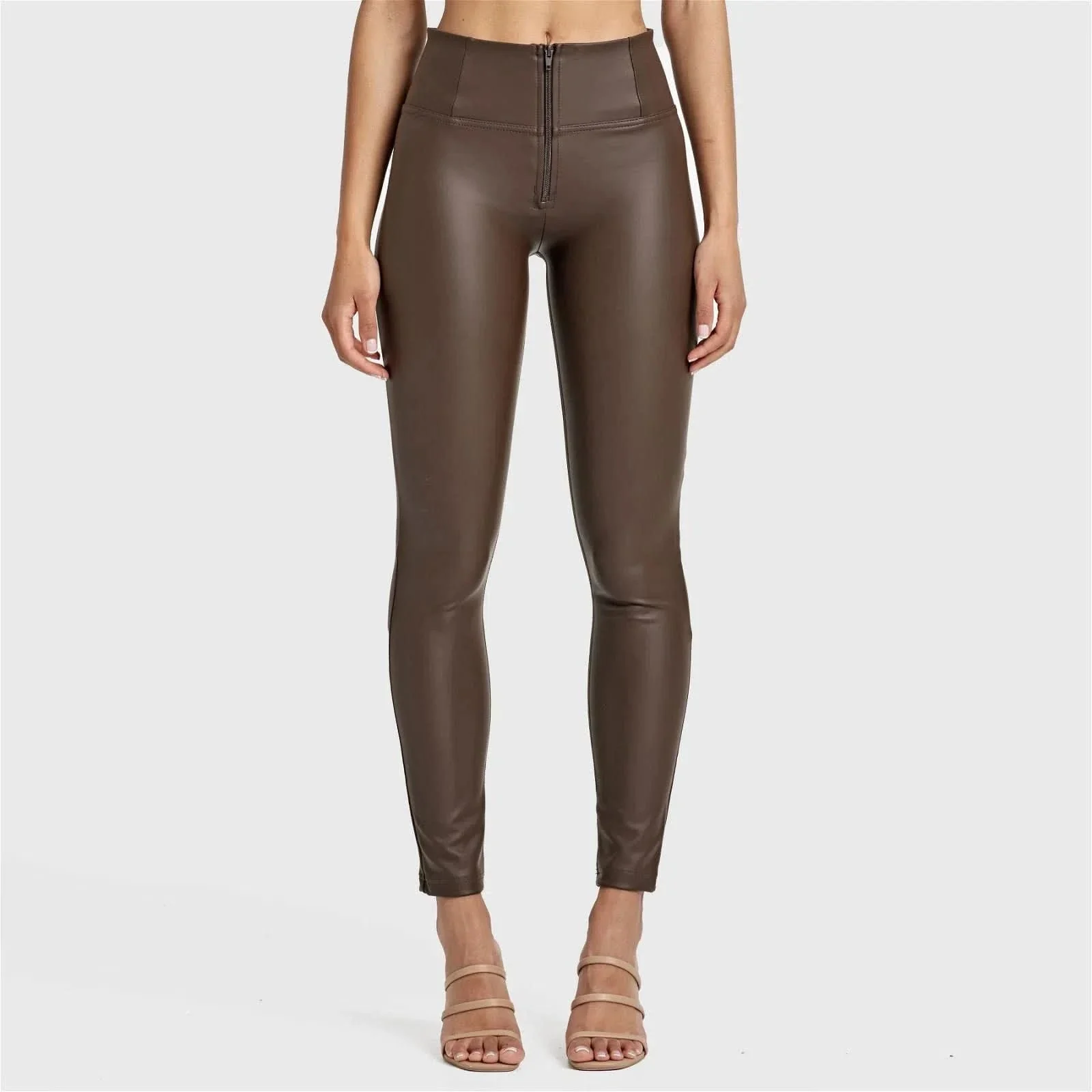 WRUP Faux Leather - High Waisted - Full Length - Chocolate - Image 8