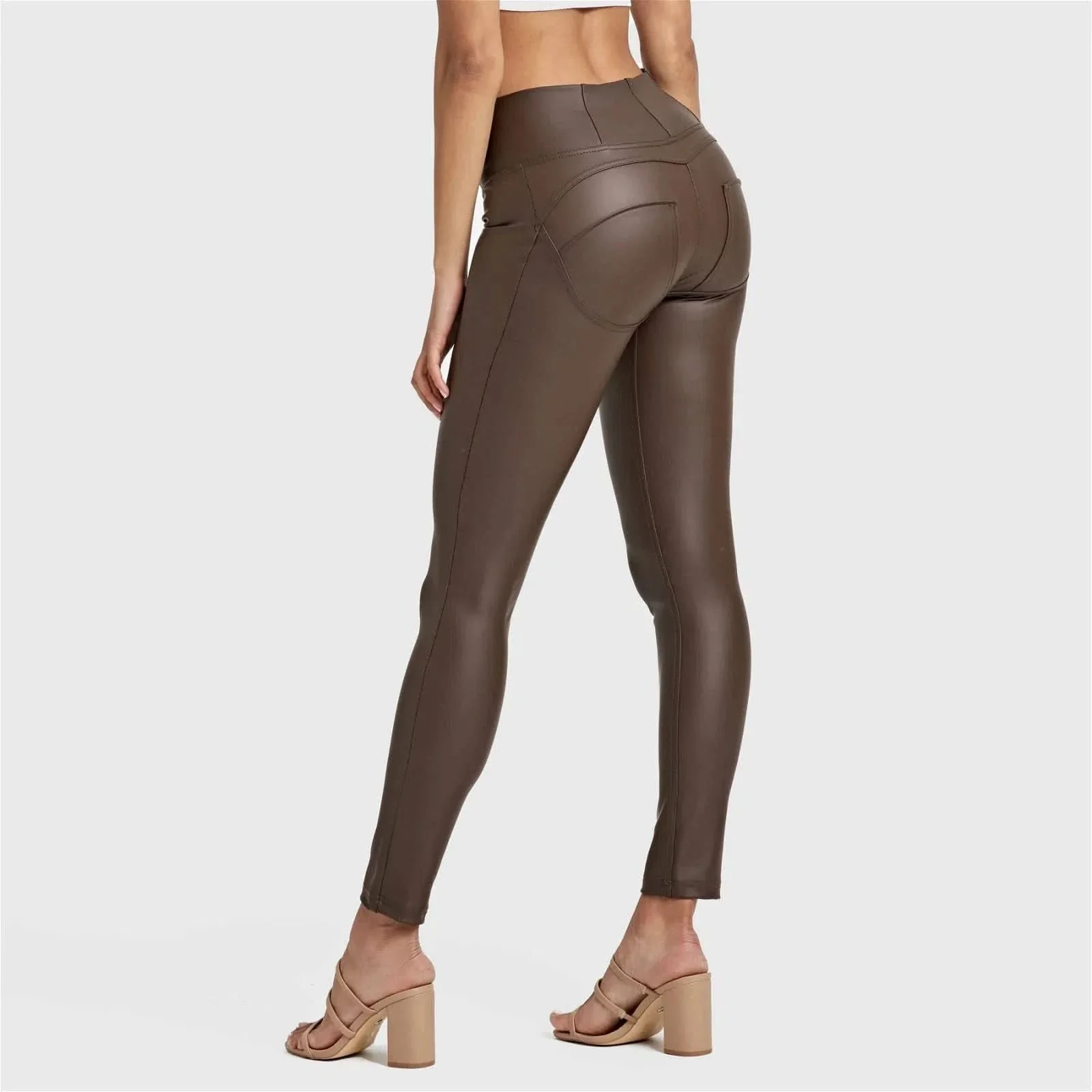 WRUP Faux Leather - High Waisted - Full Length - Chocolate - Image 9