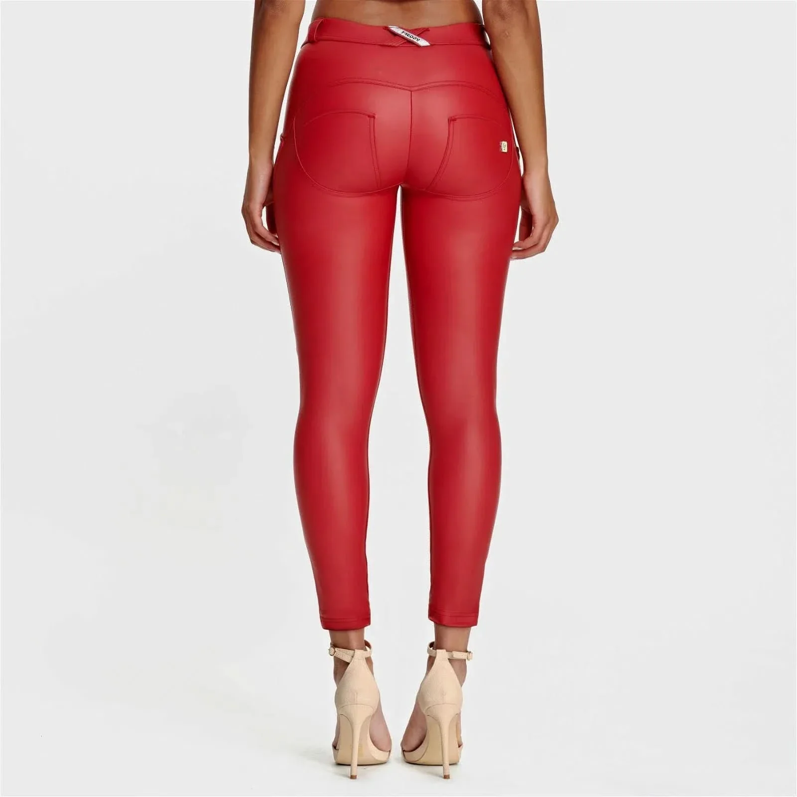 WRUP Faux Leather - Mid Rise - 7/8 Length - Red - Image 3