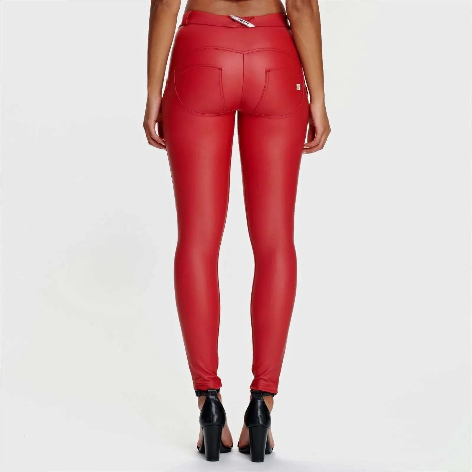 WRUP Faux Leather - Mid Rise - Full Length - Red - Image 3
