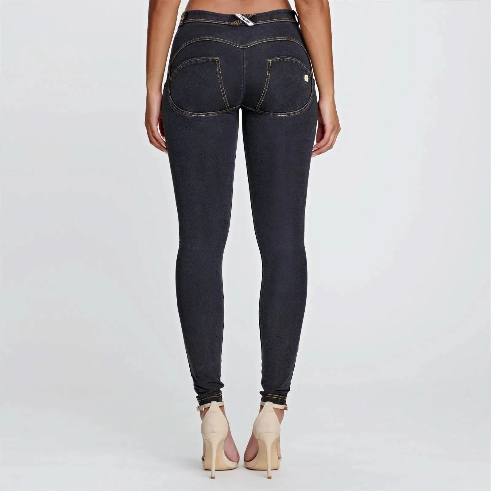 WRUP Denim - Mid Rise - Full Length - Black + Yellow Stitching - Image 4