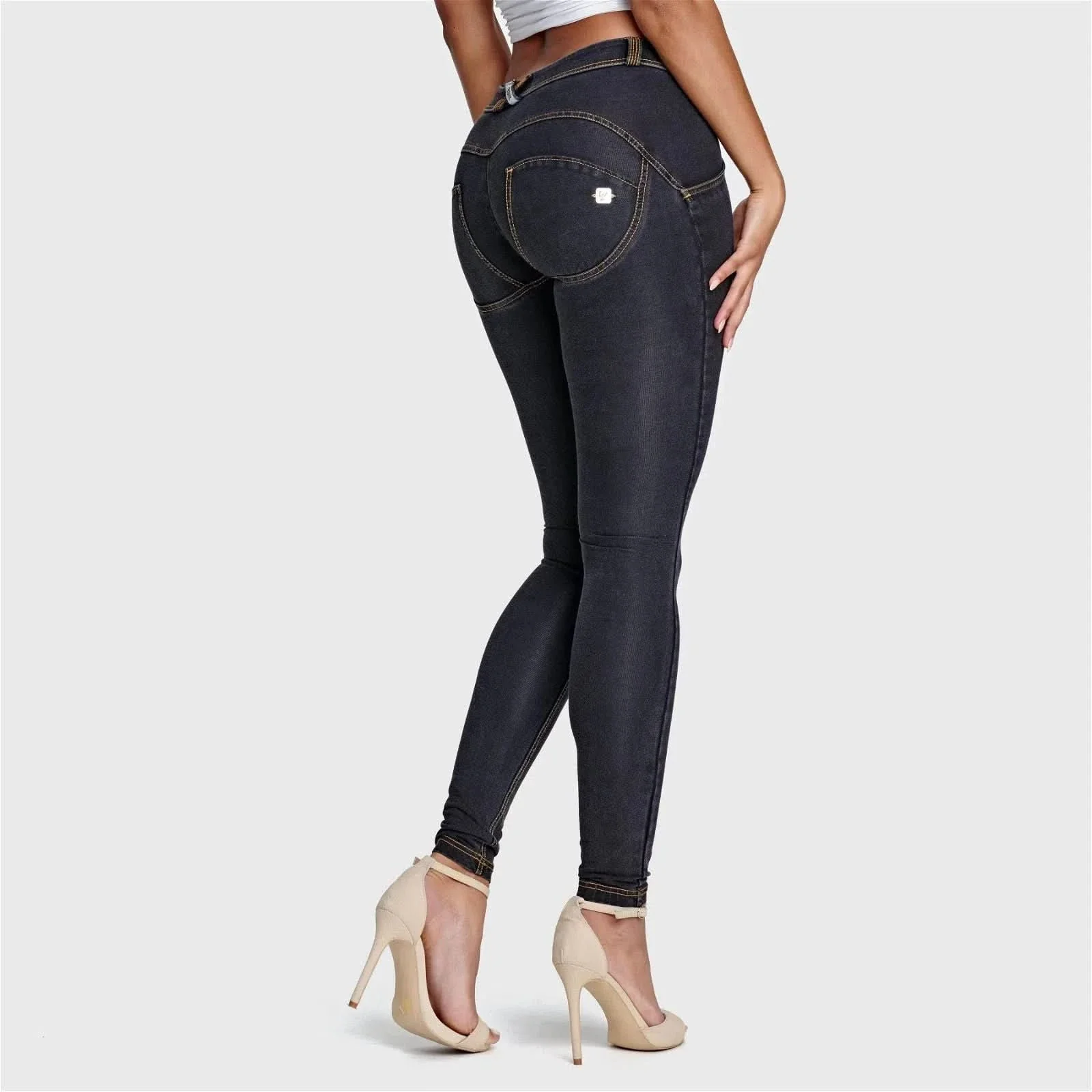 WRUP Denim - Mid Rise - Full Length - Black + Yellow Stitching - Image 5