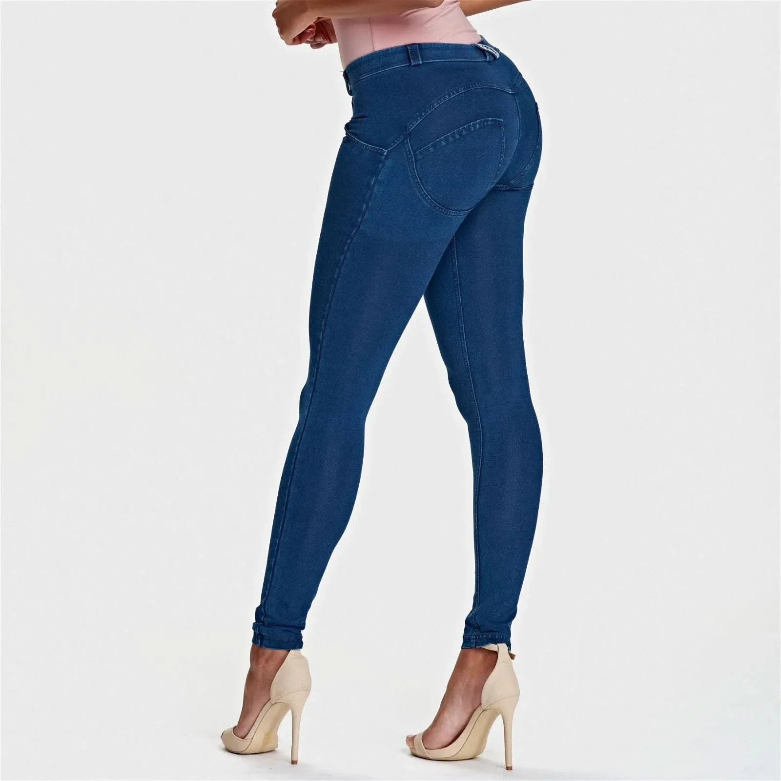 WRUP Denim - Mid Rise - Full Length - Dark Blue + Blue Stitching - Image 6