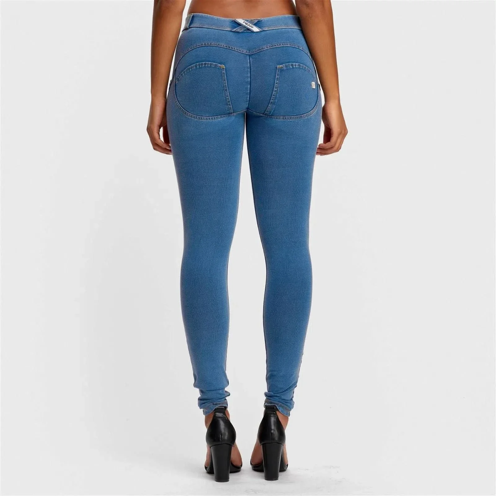 WRUP Denim - Mid Rise - Full Length - Light Blue + Yellow Stitching - Image 4