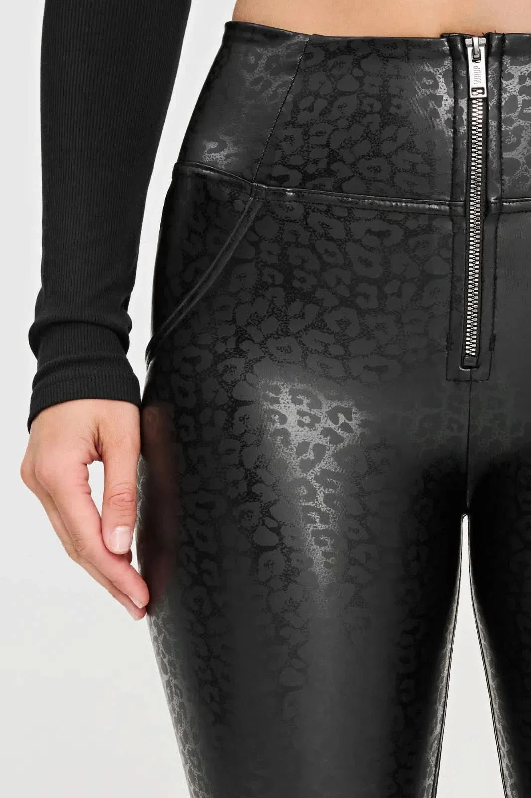 WRUP Panther Faux Leather - High Waisted - Full Length - Black - Image 7